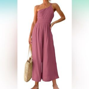 One Shoulder Pleated Jumpsuit
